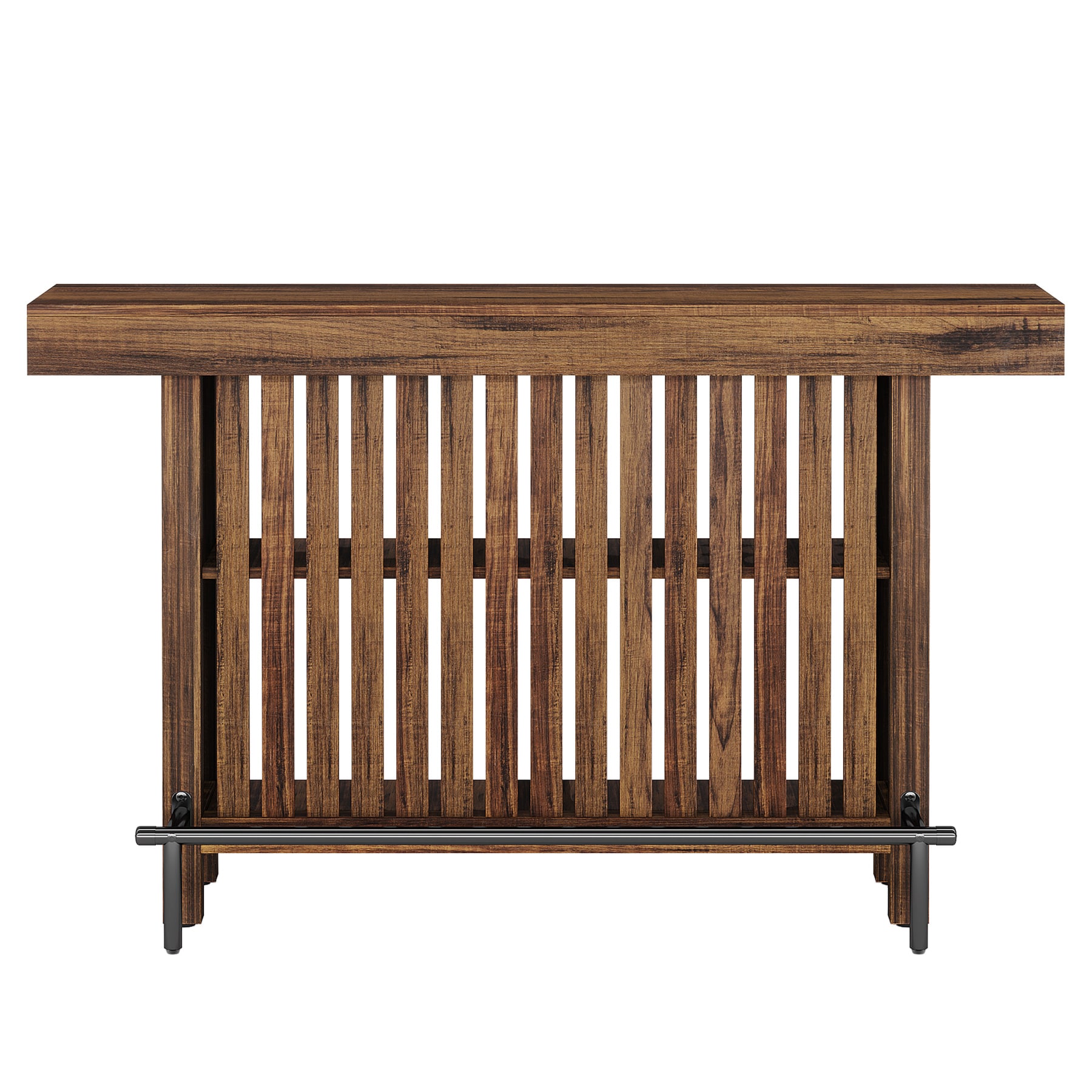 Home Bar Unit, Modern 2-Tier Bar Table With Footrest_voghion.com